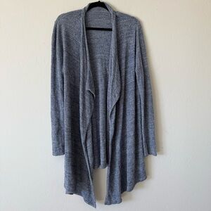 Shimera Cozy Soft Blue & White Fuzzy Open Front Hi Low Cardigan Medium